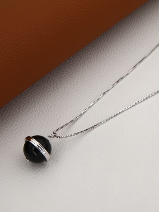 Lin Liang Brass White Enamel Ball Minimalist Long Strand Necklace