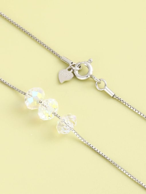 ANI VINNIE 925 Sterling Silver Crystal White Geometric Minimalist Long Strand Necklace 1