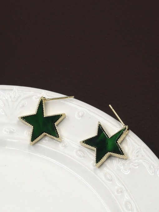 Golden green acrylic Brass Acrylic Geometric Minimalist Stud Earring