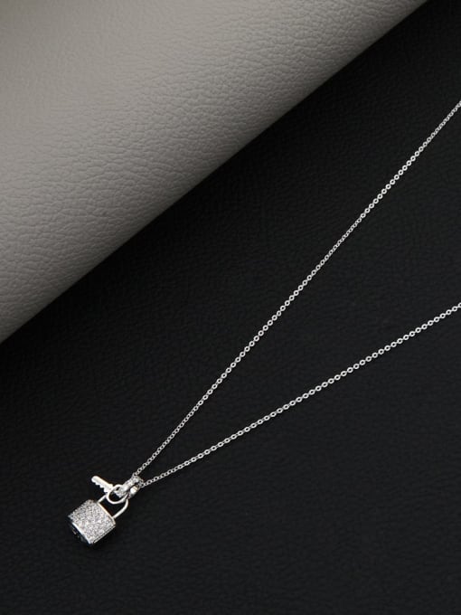 Lin Liang Brass Rhinestone White Locket Minimalist Long Strand Necklace 1