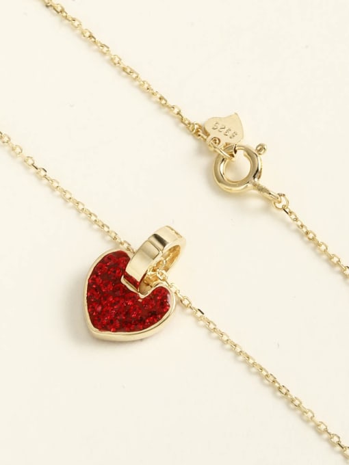 ANI VINNIE 925 Sterling Silver Rhinestone Red Heart Minimalist Choker Necklace 1