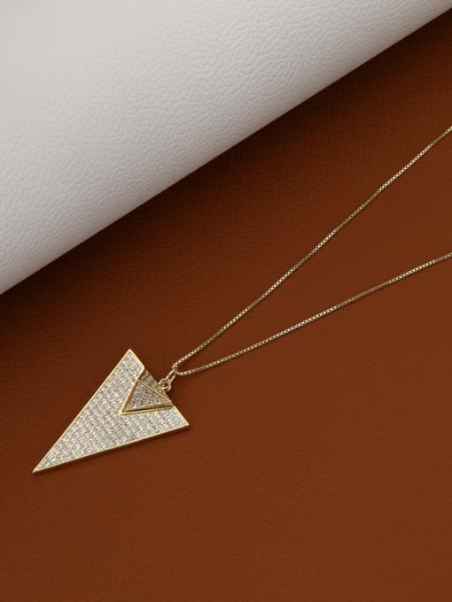 Lin Liang Brass Rhinestone White Geometric Minimalist Long Strand Necklace