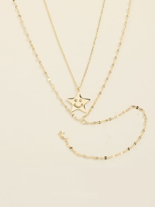 Gold 925 Sterling Silver Star Minimalist Multi Strand Necklace