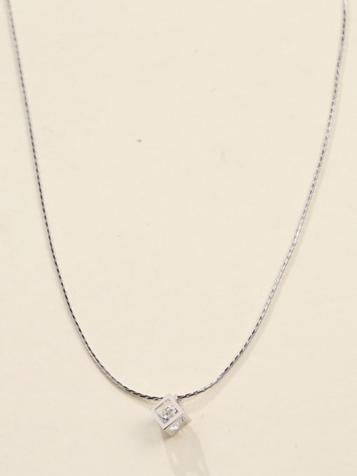 ANI VINNIE 925 Sterling Silver Cubic Zirconia White Geometric Minimalist Long Strand Necklace 1