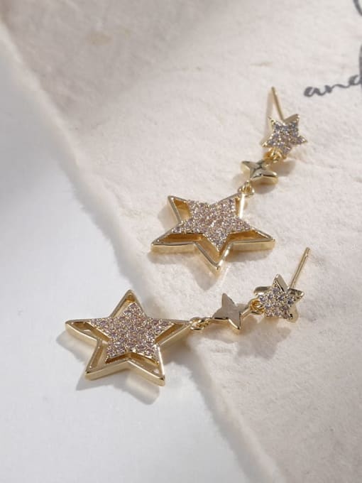 Lin Liang Brass Cubic Zirconia Pentagram Cute Drop Earring 1
