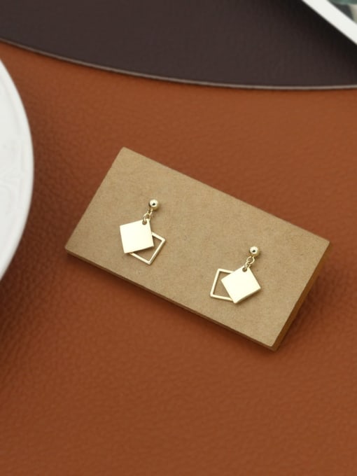 Gold Brass Square Minimalist Drop Earring