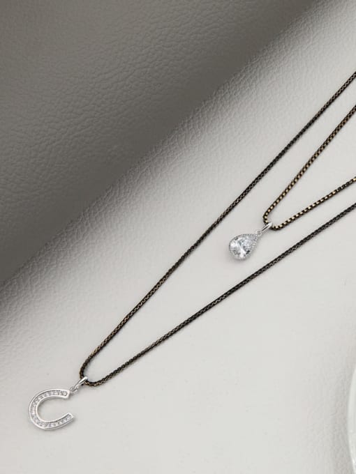 Lin Liang Brass Bead White Geometric Minimalist Long Strand Necklace