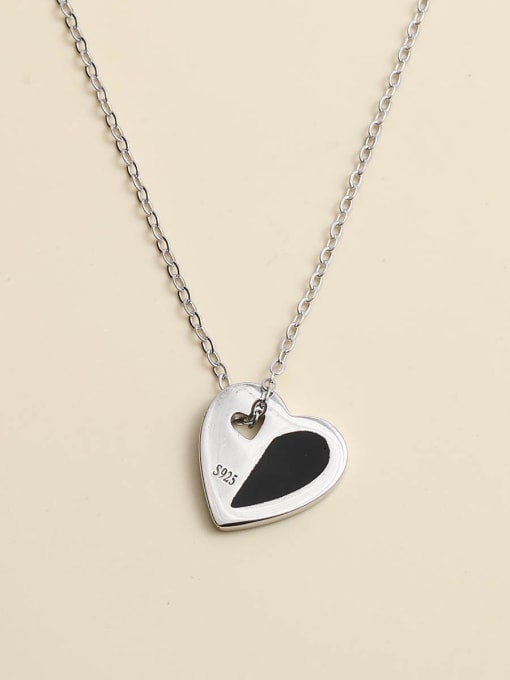 White 925 Sterling Silver Acrylic Heart Necklace