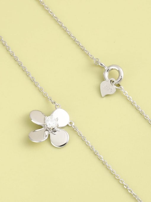 ANI VINNIE 925 Sterling Silver Cubic Zirconia White Flower Minimalist Long Strand Necklace 1