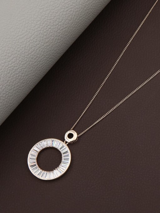 Lin Liang Brass Rhinestone White Round Minimalist Long Strand Necklace 0