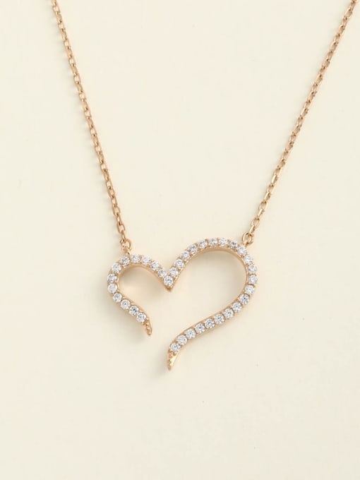 ANI VINNIE 925 Sterling Silver Cubic Zirconia White Heart Minimalist Choker Necklace 0