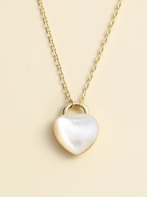 ANI VINNIE 925 Sterling Silver Shell White Heart Minimalist Necklace 2