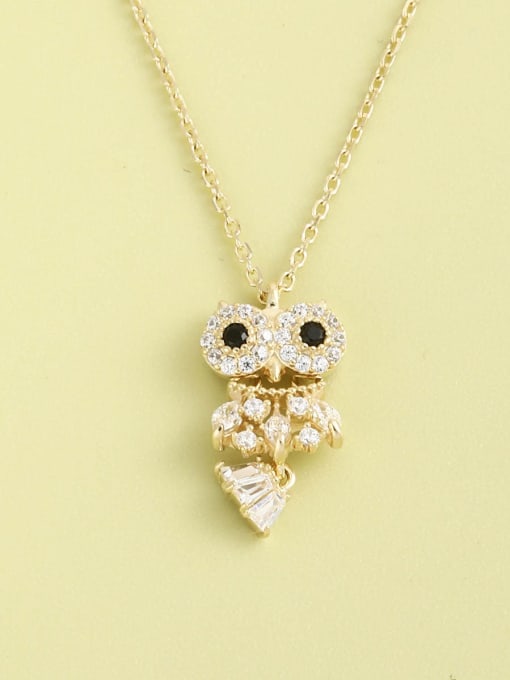 Gold 925 Sterling Silver Cubic Zirconia White Frog Minimalist Long Strand Necklace