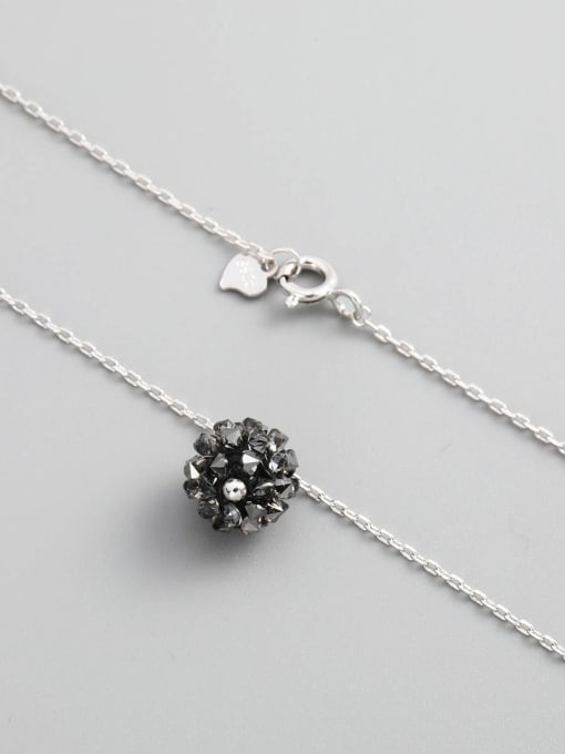 ANI VINNIE 925 Sterling Silver Crystal Black Round Minimalist Necklace 1
