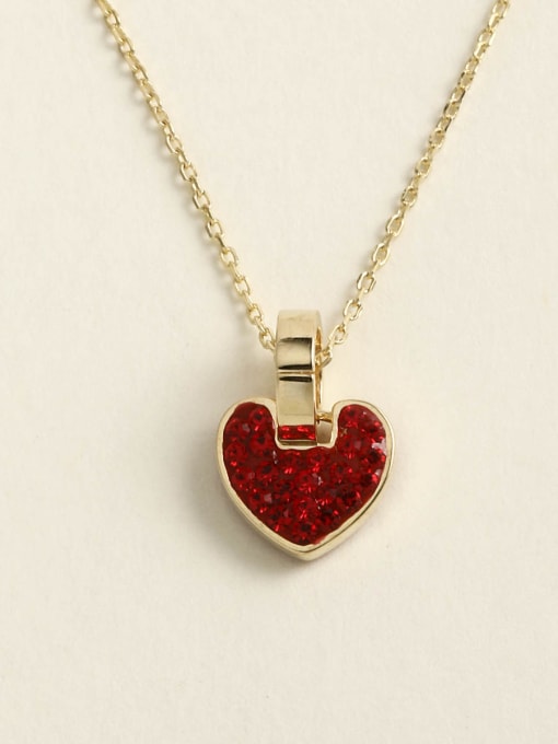 ANI VINNIE 925 Sterling Silver Rhinestone Red Heart Minimalist Choker Necklace 5