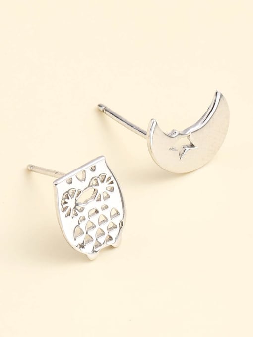 White 925 Sterling Silver Moon Minimalist Stud Earring