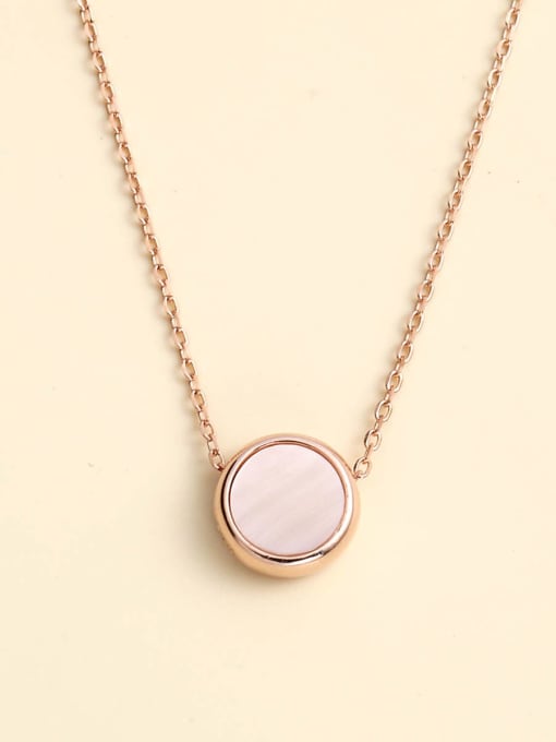 rose gold 925 Sterling Silver Shell White Round Minimalist Necklace