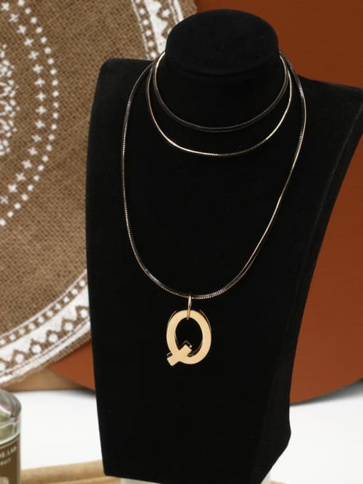 Lin Liang Brass Letter Minimalist Long Strand Necklace 1
