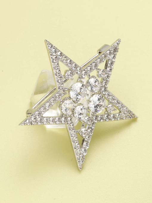 Lin Liang Brass Cubic Zirconia White Star Minimalist Pins & Brooches 1