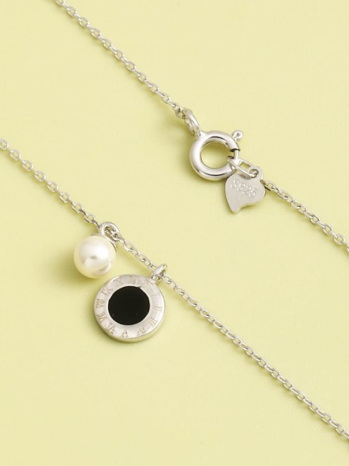 ANI VINNIE 925 Sterling Silver Imitation Pearl White Round Minimalist Necklace 1