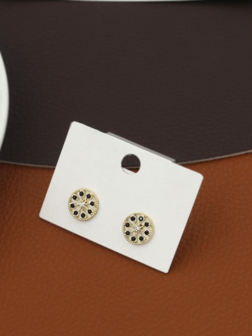 Lin Liang Brass Rhinestone White Geometric Minimalist Stud Earring 1