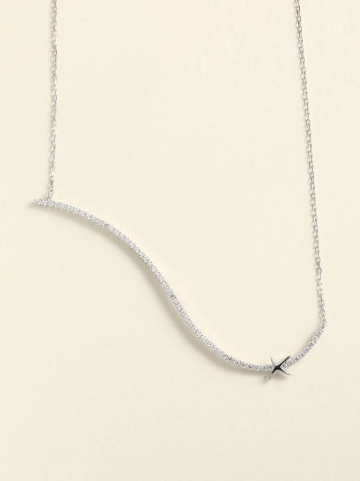 ANI VINNIE 925 Sterling Silver Cubic Zirconia White Irregular Minimalist Choker Necklace 3