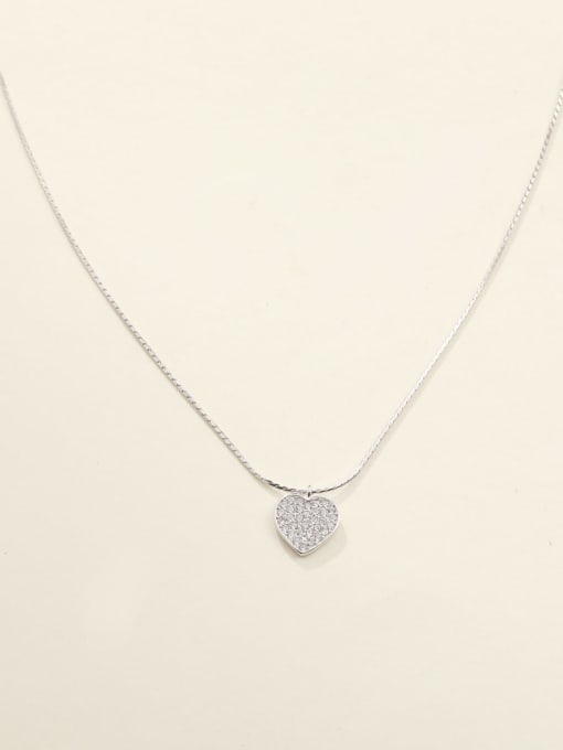 White 925 Sterling Silver Heart Minimalist Long Strand Necklace