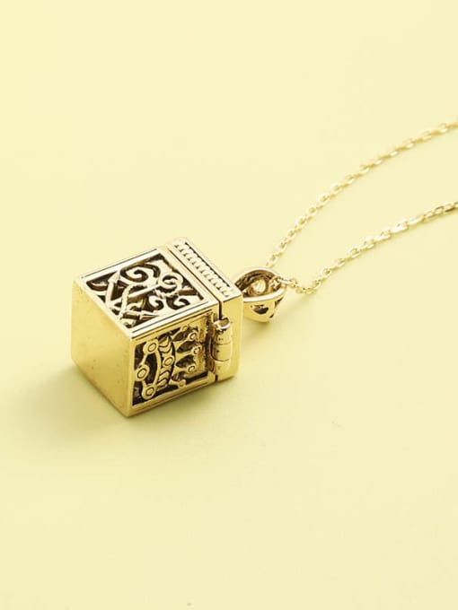 Gold 925 Sterling Silver Square Minimalist Cuban Necklace