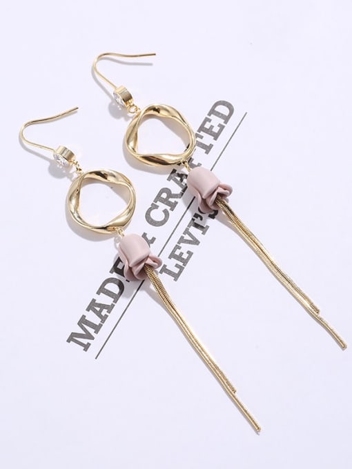Lin Liang Brass Cubic Zirconia White  shape  long Tassel Earrings 0