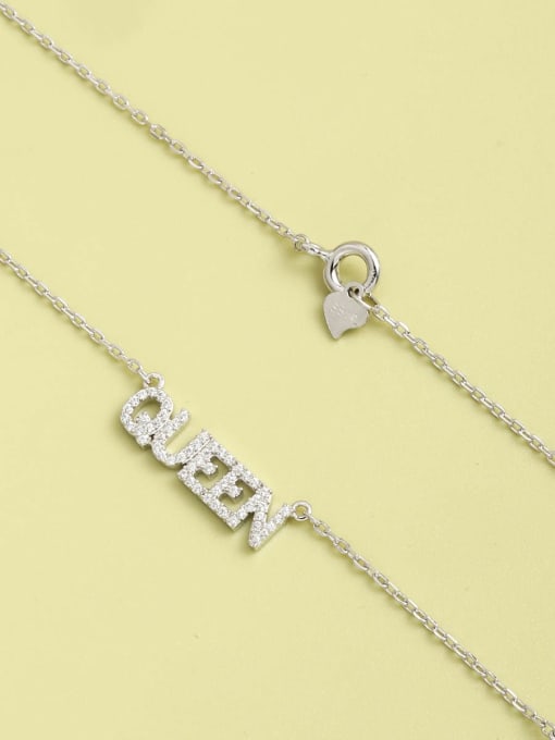 ANI VINNIE 925 Sterling Silver Cubic Zirconia White Letter Minimalist Long Strand Necklace 1