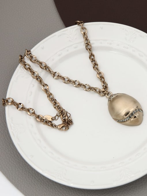Coffee gold Brass Rhinestone White Geometric Minimalist Long Strand Necklace