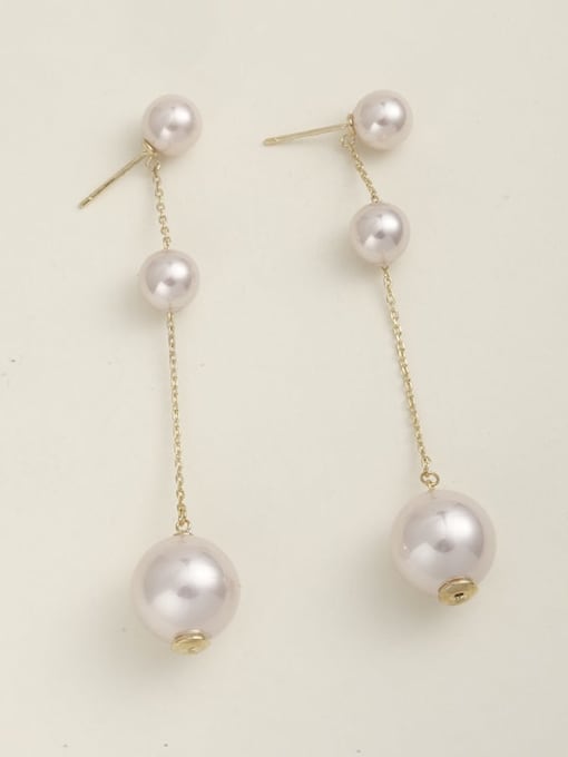 Gold Brass Imitation Pearl Pink Minimalist Earring