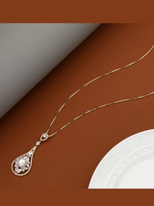 Lin Liang Brass Cubic Zirconia White Geometric Minimalist Long Strand Necklace