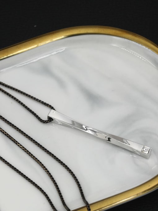 Lin Liang Tin Alloy Cubic Zirconia White Rectangle Minimalist Long Strand Necklace 0