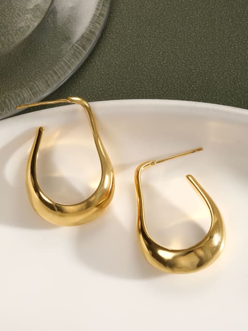 Lin Liang Brass Irregular Minimalist Hoop Earring 1