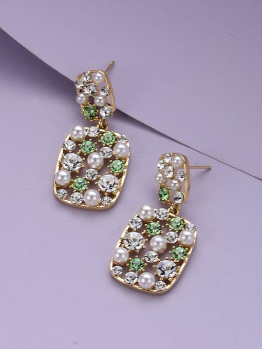 Lin Liang Brass Green Irregular Dainty Drop Earring 0