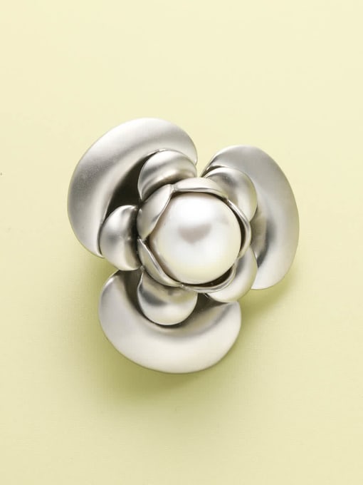 Platinum Brass Flower Minimalist Pins & Brooches
