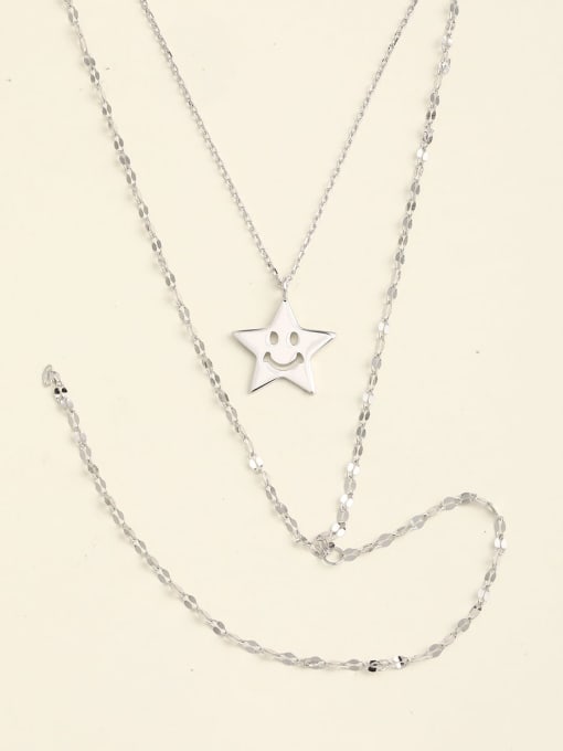 White 925 Sterling Silver Star Minimalist Multi Strand Necklace