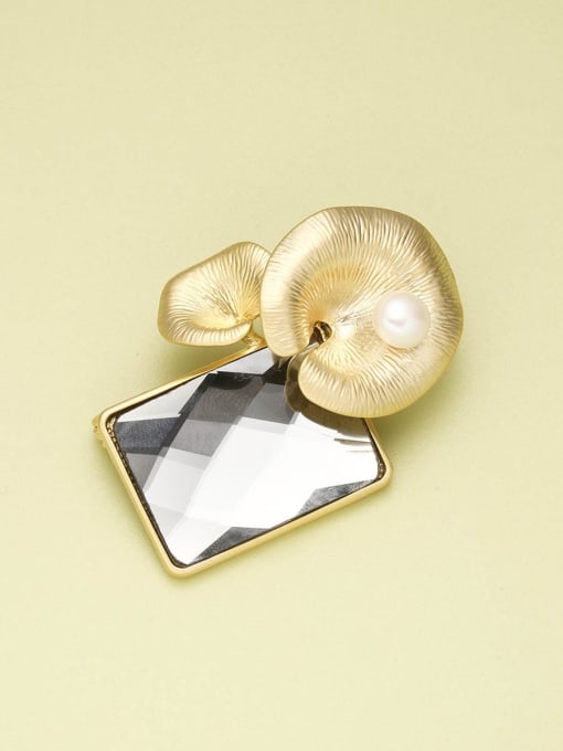 Gold Brass Glass Stone Black Minimalist Pins & Brooches
