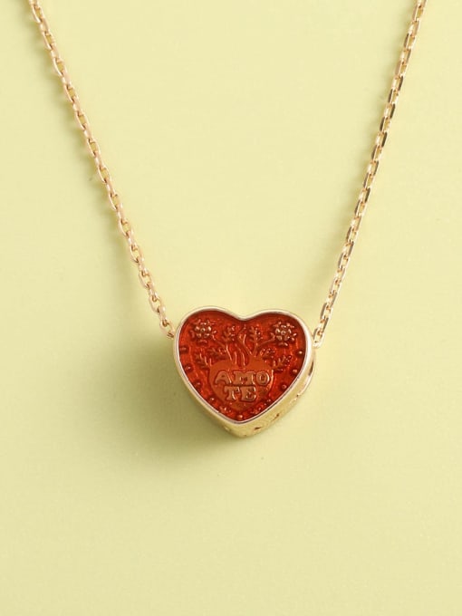 Rose 925 Sterling Silver Enamel Heart Minimalist Long Strand Necklace