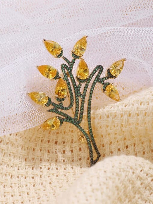 Gold High end temperament Brooch micro inlaid zircon Flower Brooch
