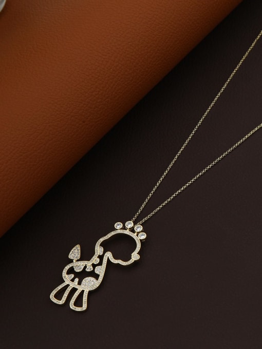 Lin Liang Brass Rhinestone White Deer Minimalist Long Strand Necklace 0