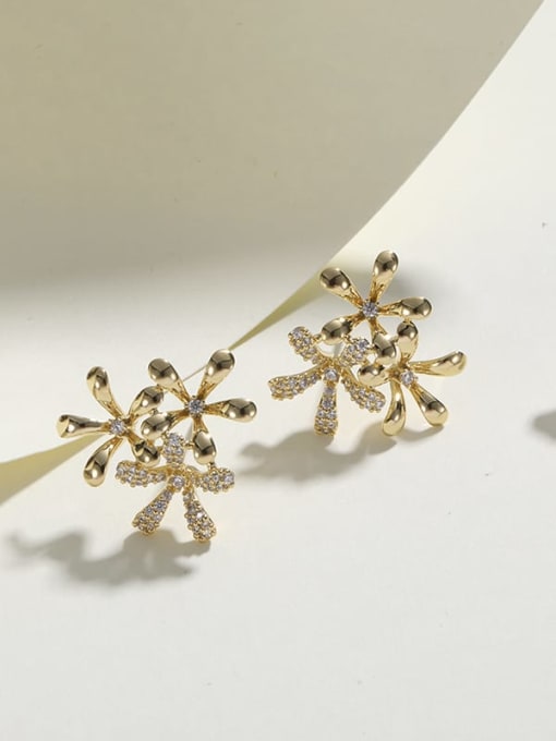 Lin Liang Brass Flower Classic Stud Earring