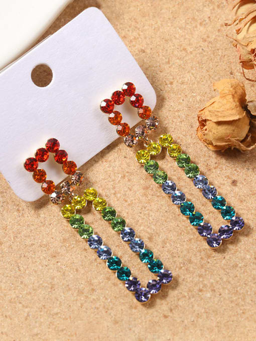 Lin Liang Alloy Crystal Multi Color Geometric Dainty Drop Earring 0