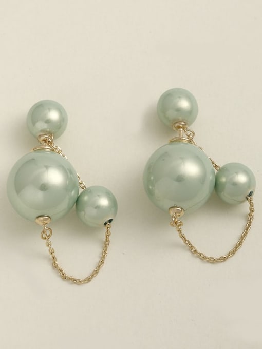 golden Brass Imitation Pearl Pink Minimalist Earring