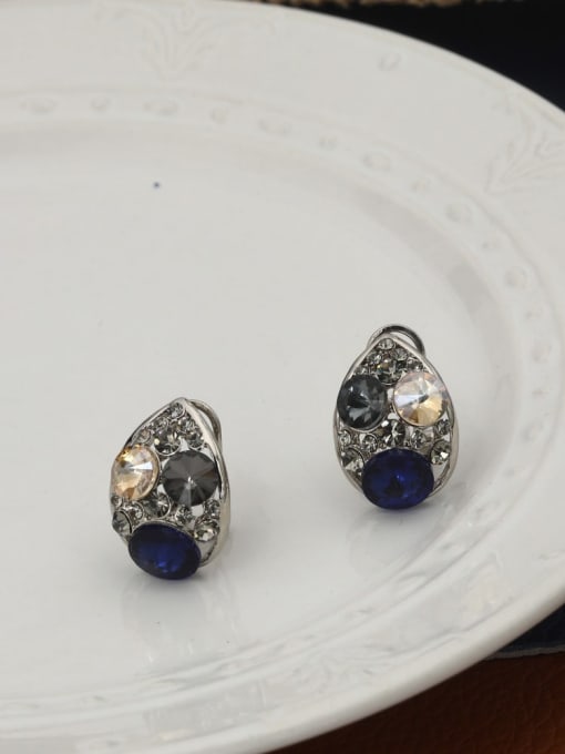 Lin Liang Brass Rhinestone Purple Geometric Classic Huggie Earring 2