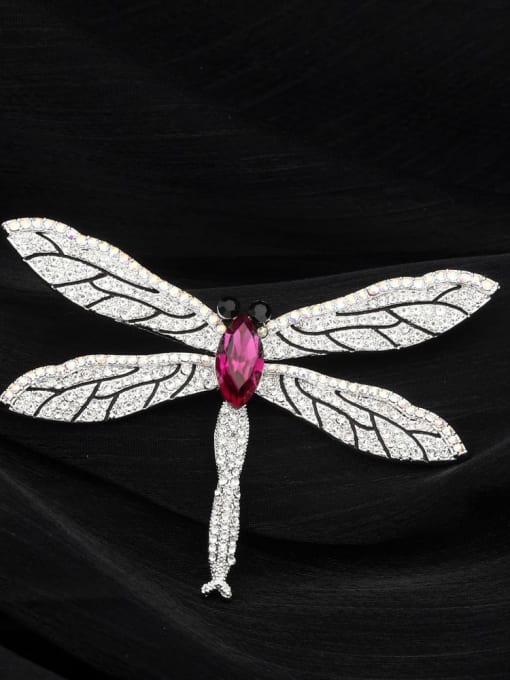 White Brass Cubic Zirconia Purple Dragonfly Classic Brooch