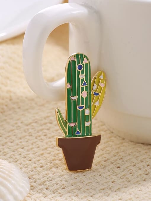 Multi Brass+Enamel Cute cactus  accessories