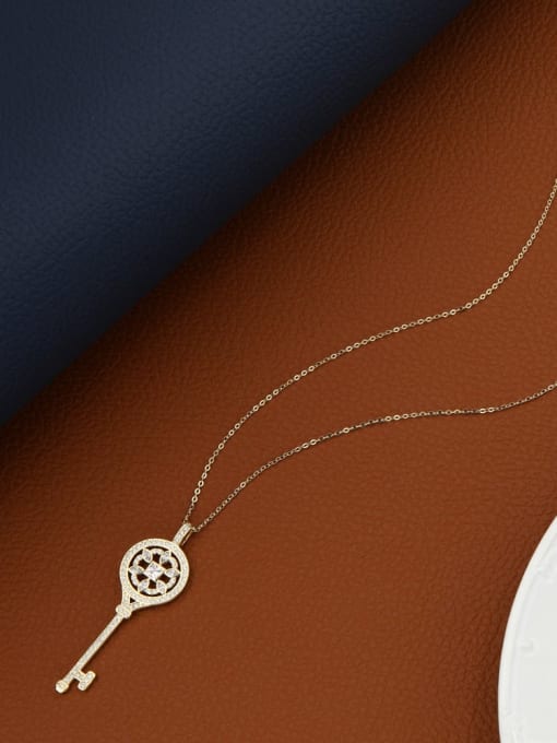 Lin Liang Brass Rhinestone White Key Minimalist Long Strand Necklace 0