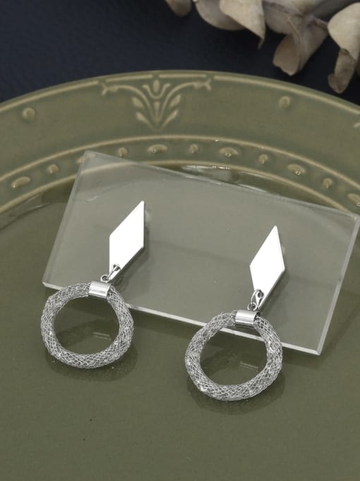 White Brass Crystal White Round Minimalist Drop Earring